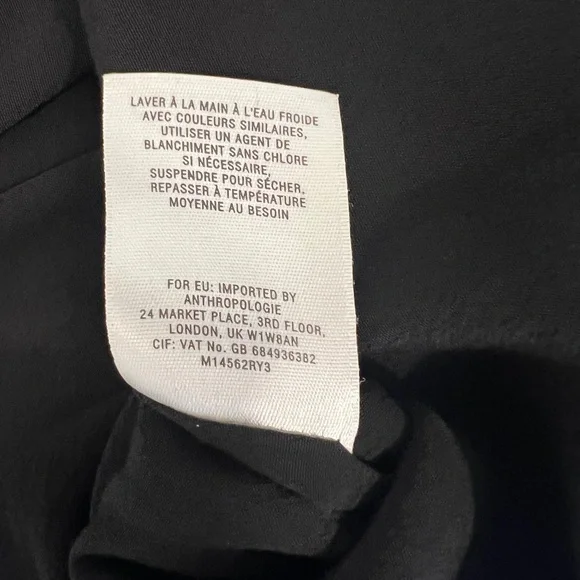 Anthropologie Meadow Rue Black Rayon Blouse Sz S Embellished Eyelet Tie Closure - Picture 6 of 7